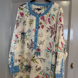TALBOTS Women’s Plus size floral long sleeve blouse tunic size 3X EUC